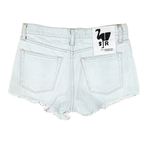 Free People x Sandrine Rose Distressed Denim Shorts with Yellow Zippers - Picture 9 of 14